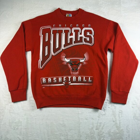 Vintage Chicago Bulls Crewneck Basketball Sweatshirt NBA Graphic Red - Picture 1 of 7